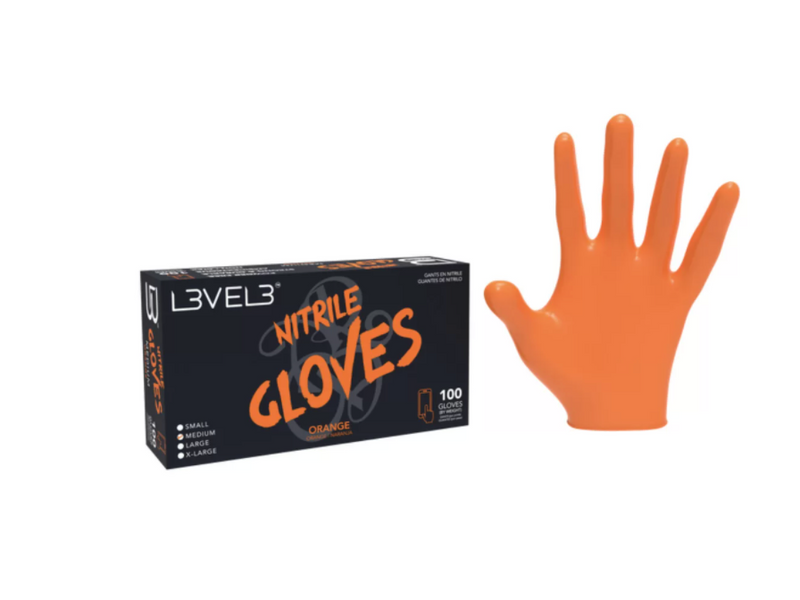 L3VEL 3 Nitrile Gloves Large - Orange