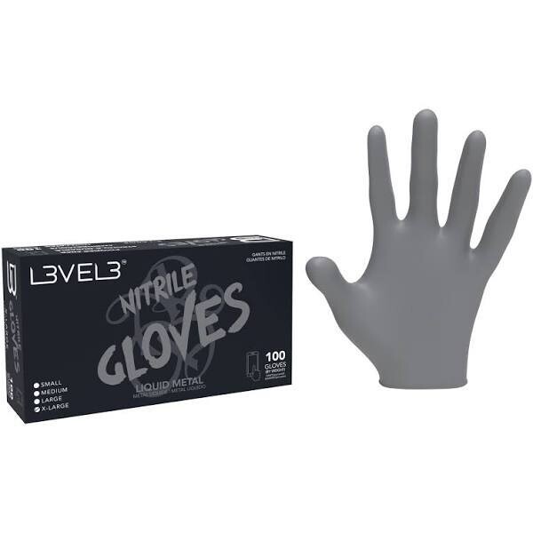 L3VEL 3 Nitrile Gloves Large - Liquid Metal