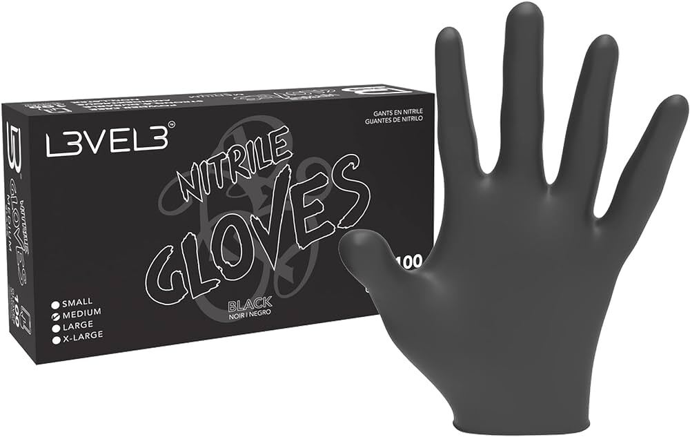 L3VEL 3 Nitrile Gloves Medium - Black