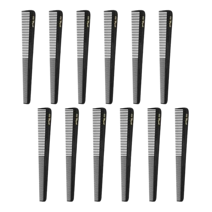 Krest  Cleopatra Barber  Combs  - BLACK # 450 [12 PACK]